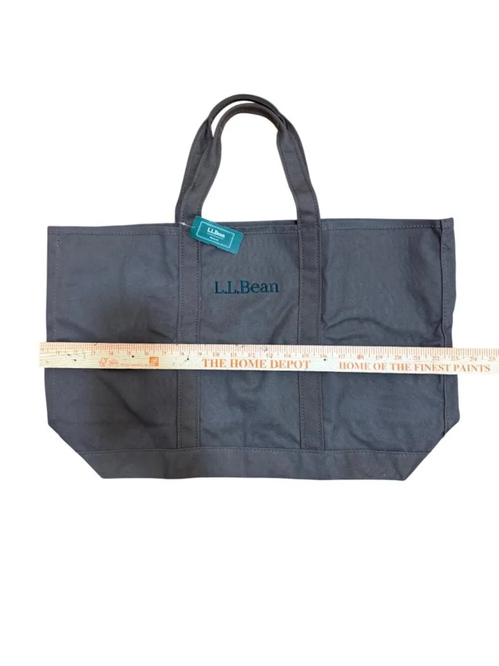 LL Bean Grocery Tote Bag Cotton Grey Japan Exclusive Platinum Grey Green - Picture 5 of 8